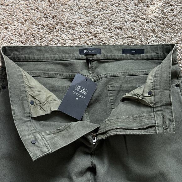 Proof Rover Pants Men’s Size 33x30 Green Slim Huckberry Stretch Canvas Gusseted - Picture 3 of 5